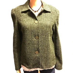 Vintage Y2K Jaclyn Smith Button Up women Khaki Blouse Shirt Jacket Size 10